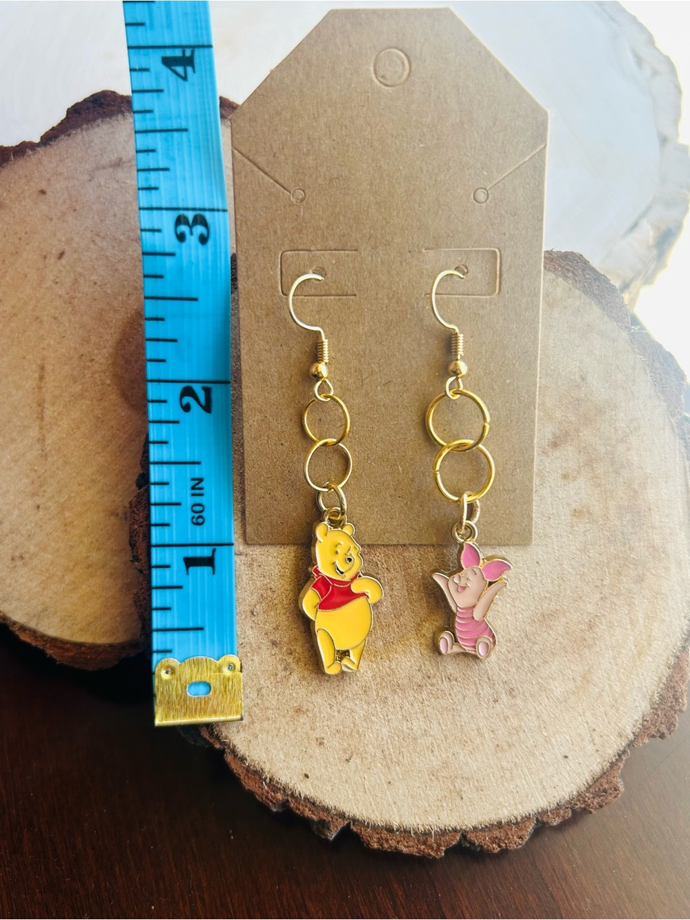 Winnie the Pooh & Piglet Dangle Earrings Cute Cartoon Nostalgia Jewelry - Picture 6 of 6